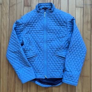 Barbour Womens Medium Diamond Quilted Zip Front Jacket Blue Equestrian Lined